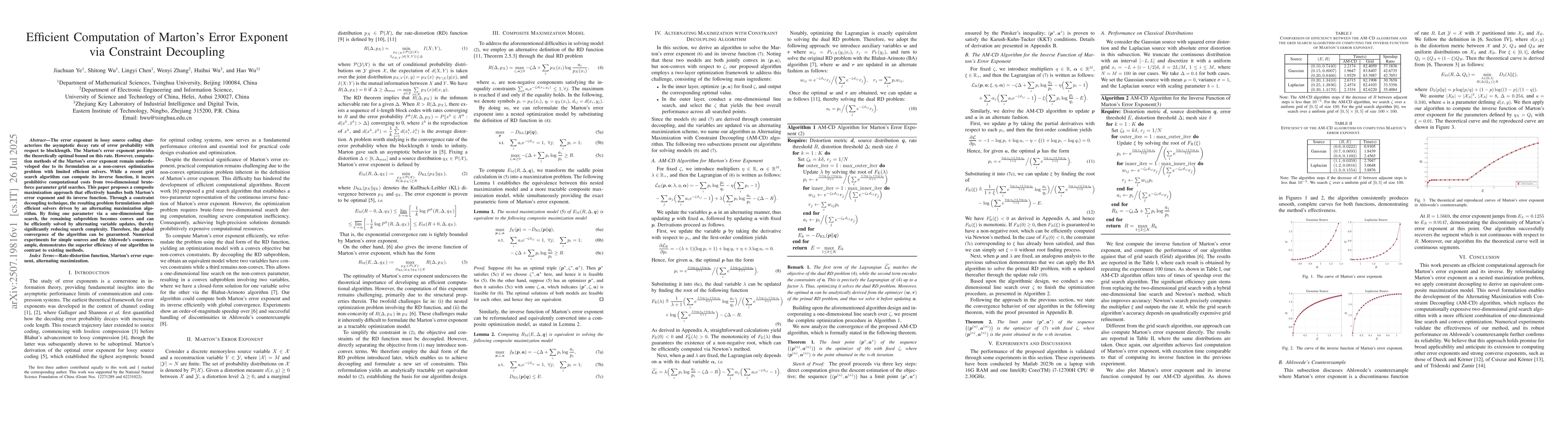 Thumbnail for Efficient Computation of Marton's Error Exponent via Constraint
  Decoupling