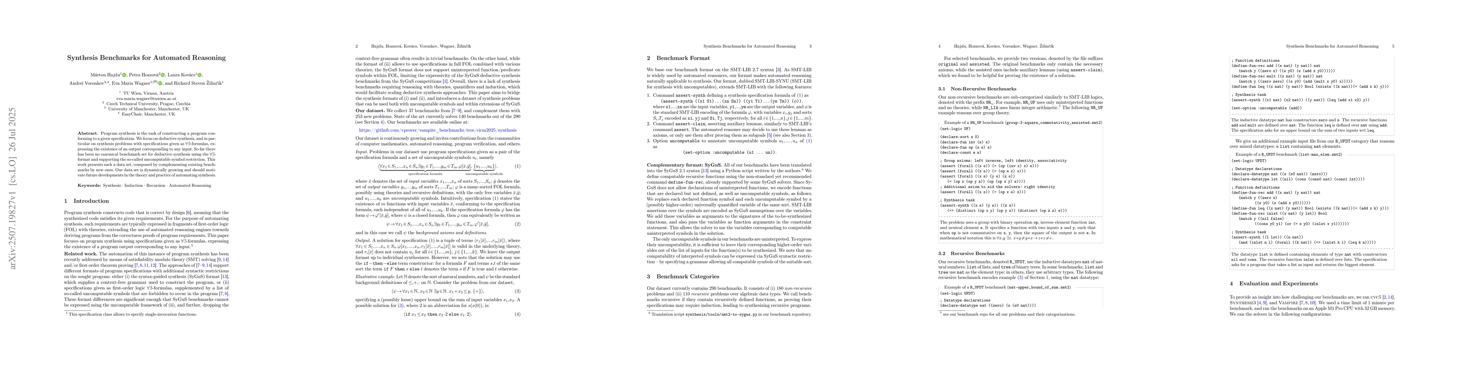 Thumbnail for Synthesis Benchmarks for Automated Reasoning