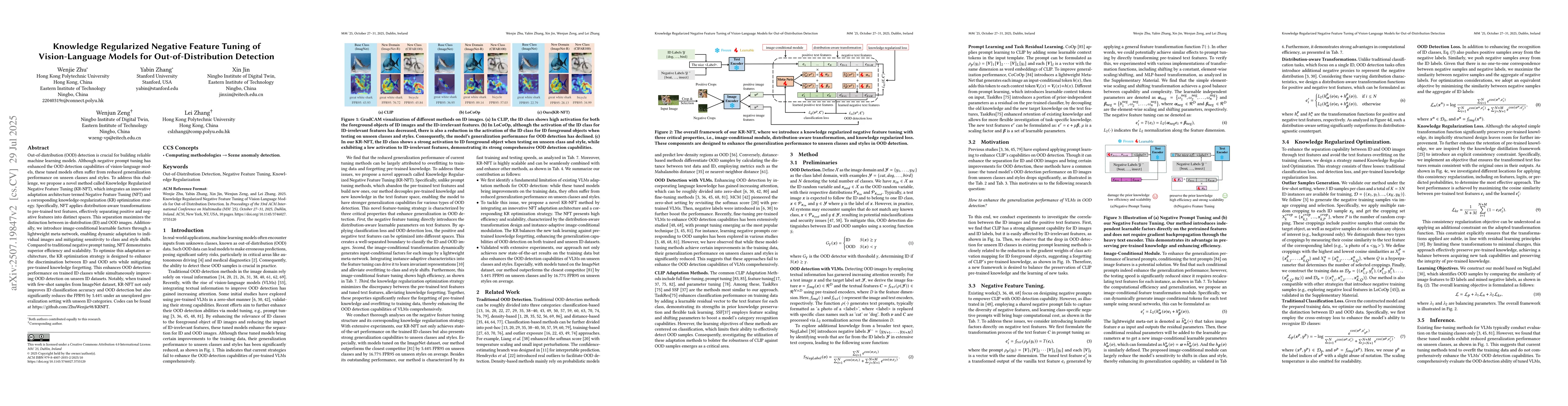 Thumbnail for Knowledge Regularized Negative Feature Tuning of Vision-Language Models
  for Out-of-Distribution Detection