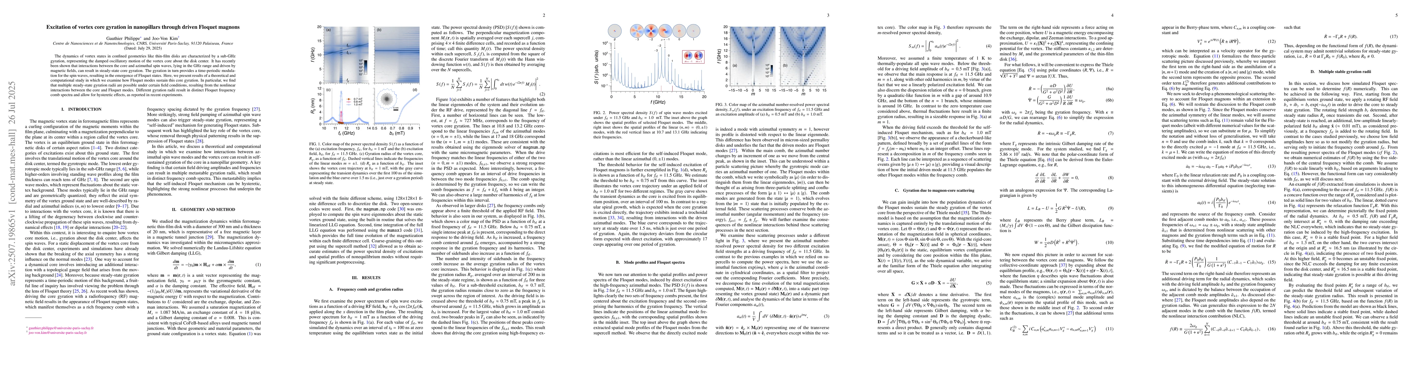Thumbnail for Excitation of vortex core gyration in nanopillars through driven Floquet
  magnons