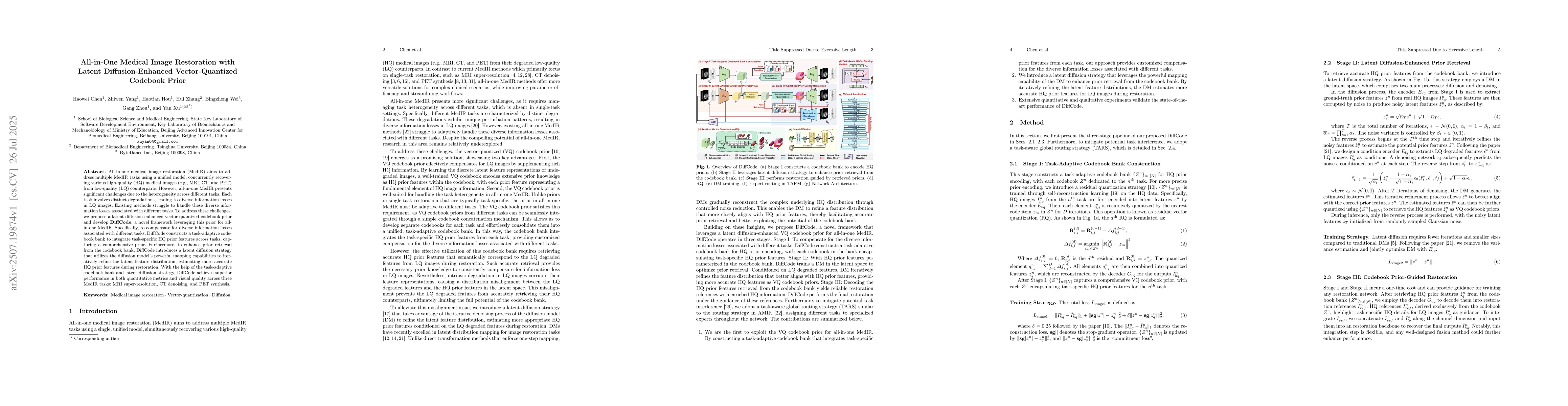 Thumbnail for All-in-One Medical Image Restoration with Latent Diffusion-Enhanced
  Vector-Quantized Codebook Prior