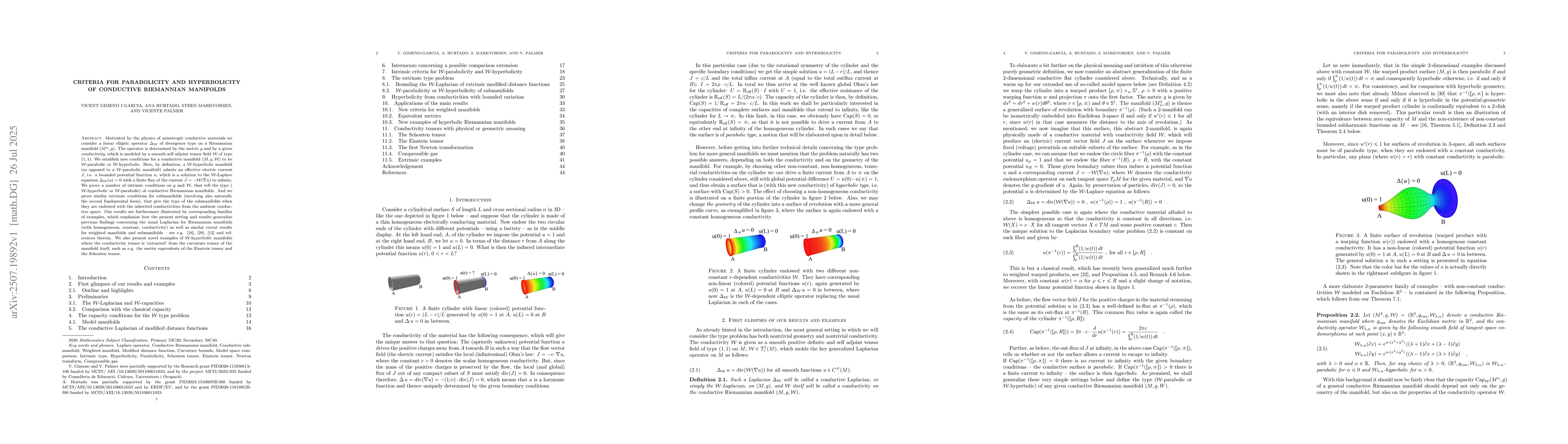 Thumbnail for Criteria for parabolicity and hyperbolicity of conductive Riemannian
  manifolds