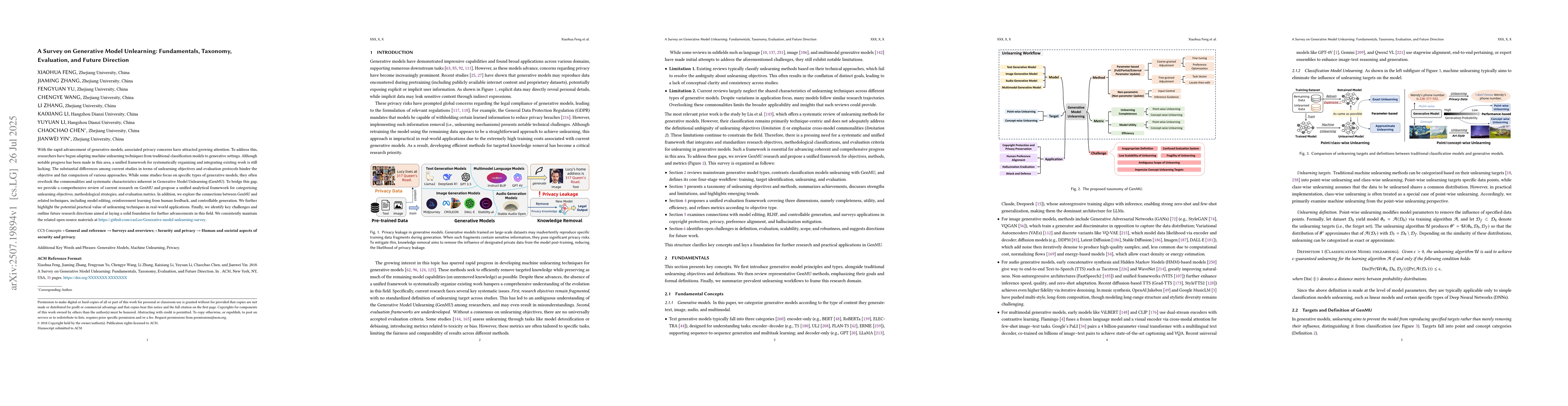 Thumbnail for A Survey on Generative Model Unlearning: Fundamentals, Taxonomy,
  Evaluation, and Future Direction