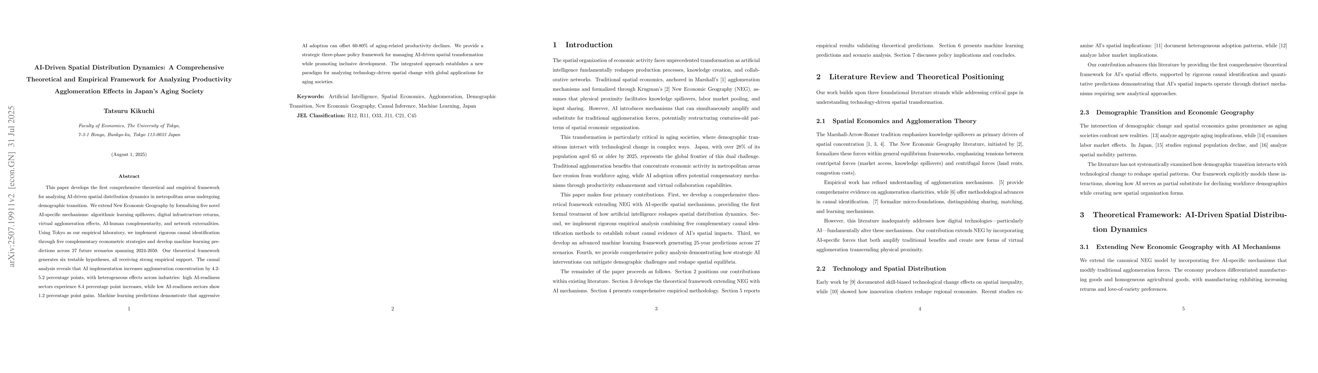 Thumbnail for AI-Driven Spatial Distribution Dynamics: A Comprehensive Theoretical and
  Empirical Framework for Analyzing Productivity Agglomeration Effects in
  Japan's Aging Society