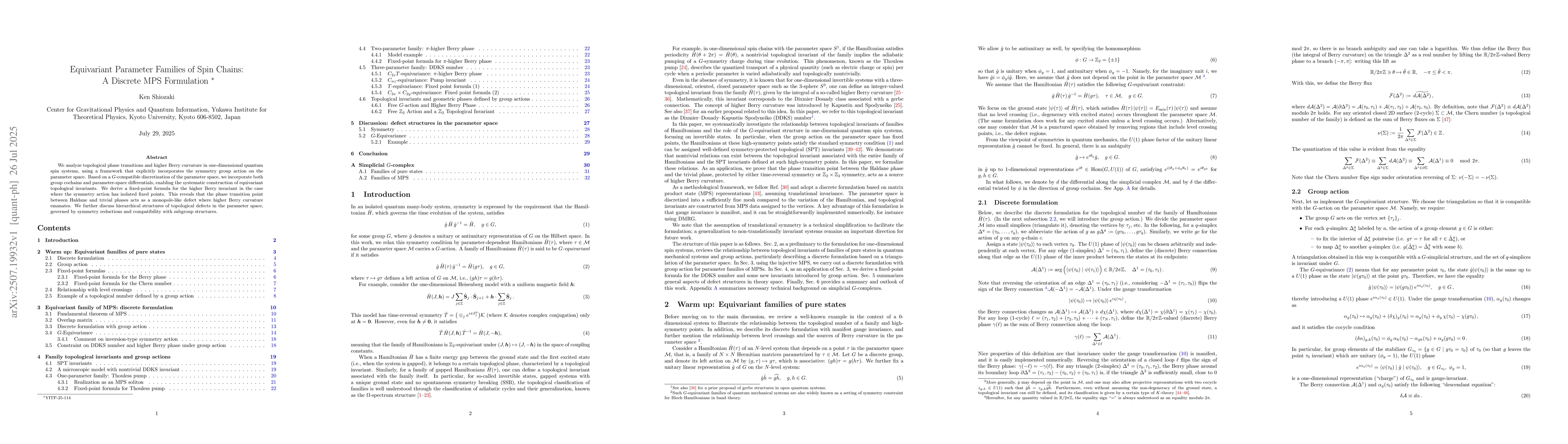 Thumbnail for Equivariant Parameter Families of Spin Chains: A Discrete MPS
  Formulation