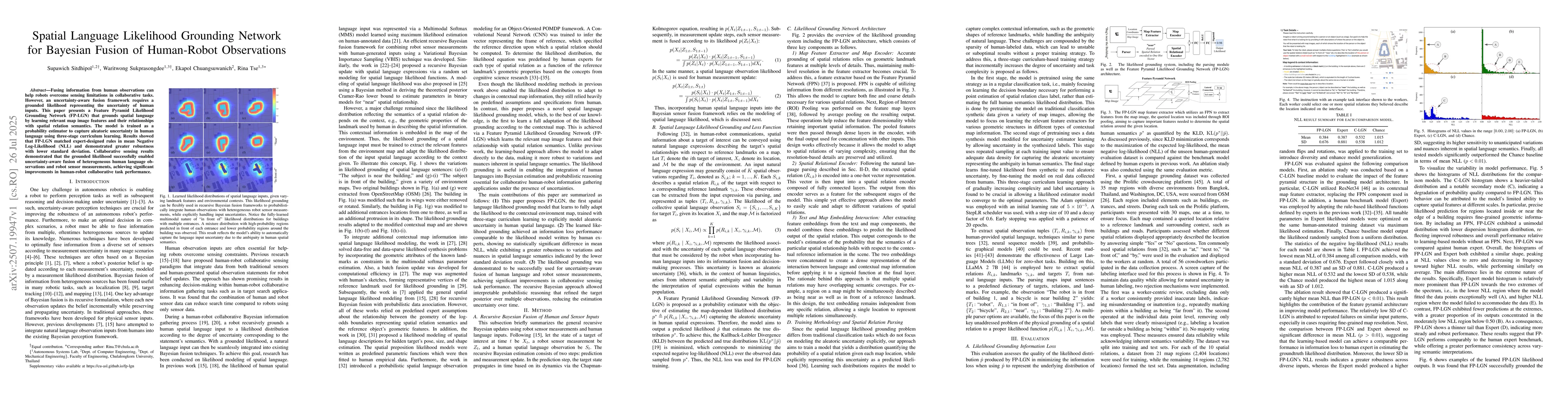 Thumbnail for Spatial Language Likelihood Grounding Network for Bayesian Fusion of
  Human-Robot Observations