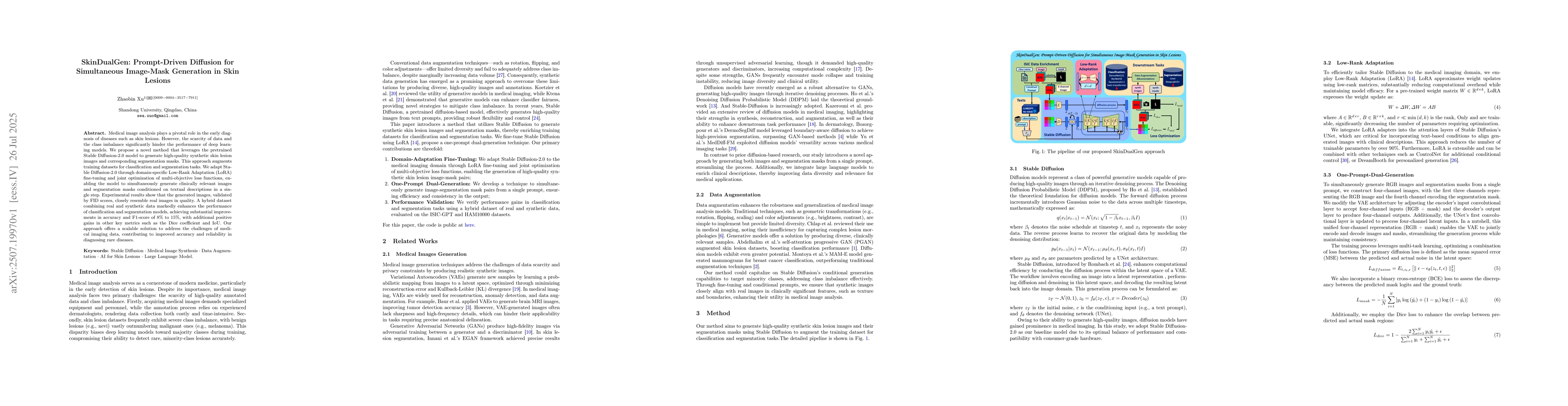 Thumbnail for SkinDualGen: Prompt-Driven Diffusion for Simultaneous Image-Mask
  Generation in Skin Lesions