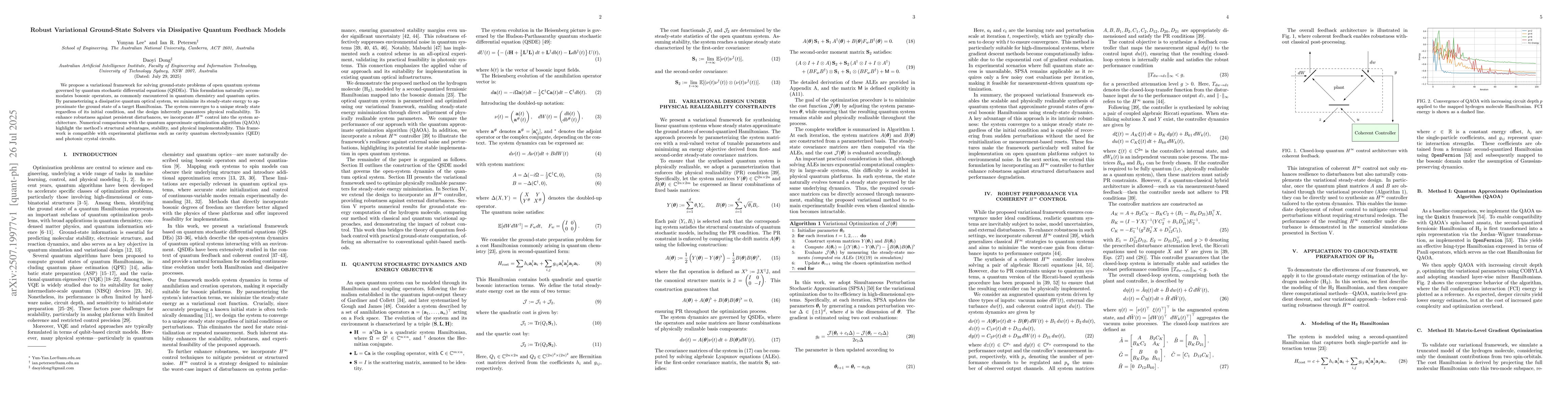 Thumbnail for Robust Variational Ground-State Solvers via Dissipative Quantum Feedback
  Models