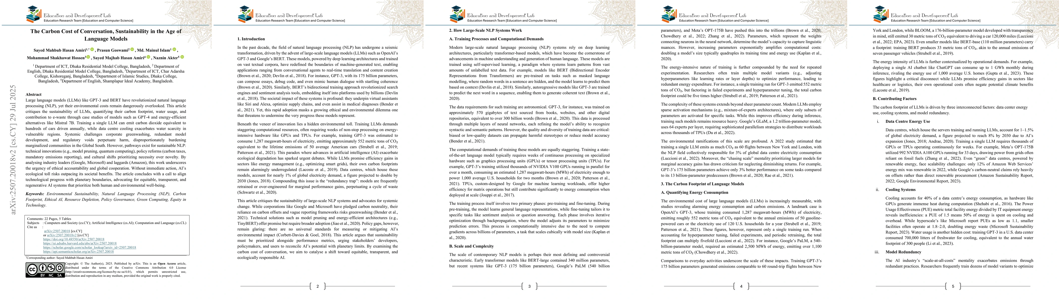 Thumbnail for The Carbon Cost of Conversation, Sustainability in the Age of Language
  Models