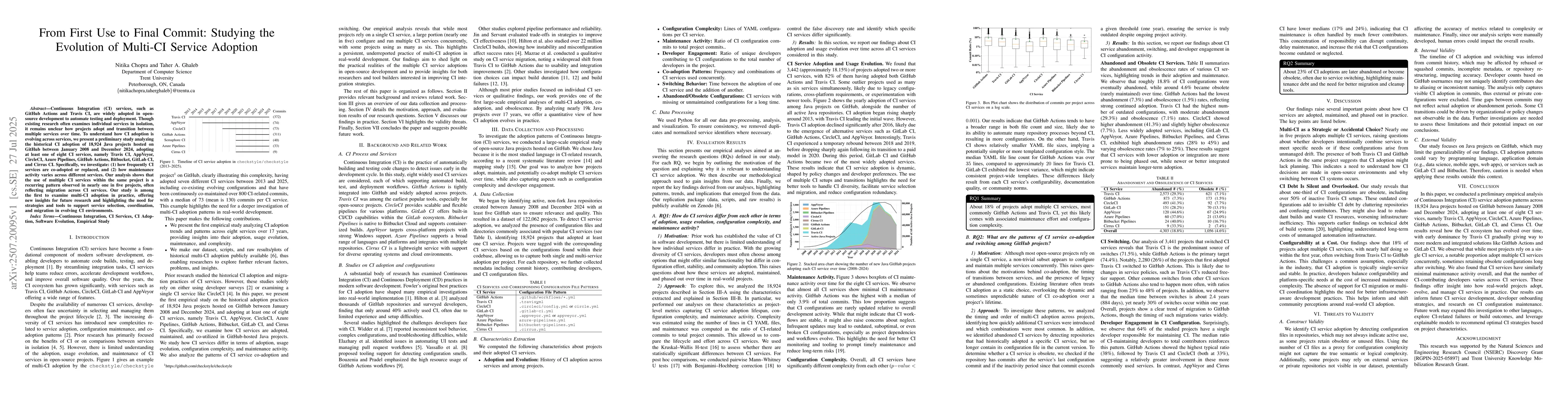 Thumbnail for From First Use to Final Commit: Studying the Evolution of Multi-CI
  Service Adoption