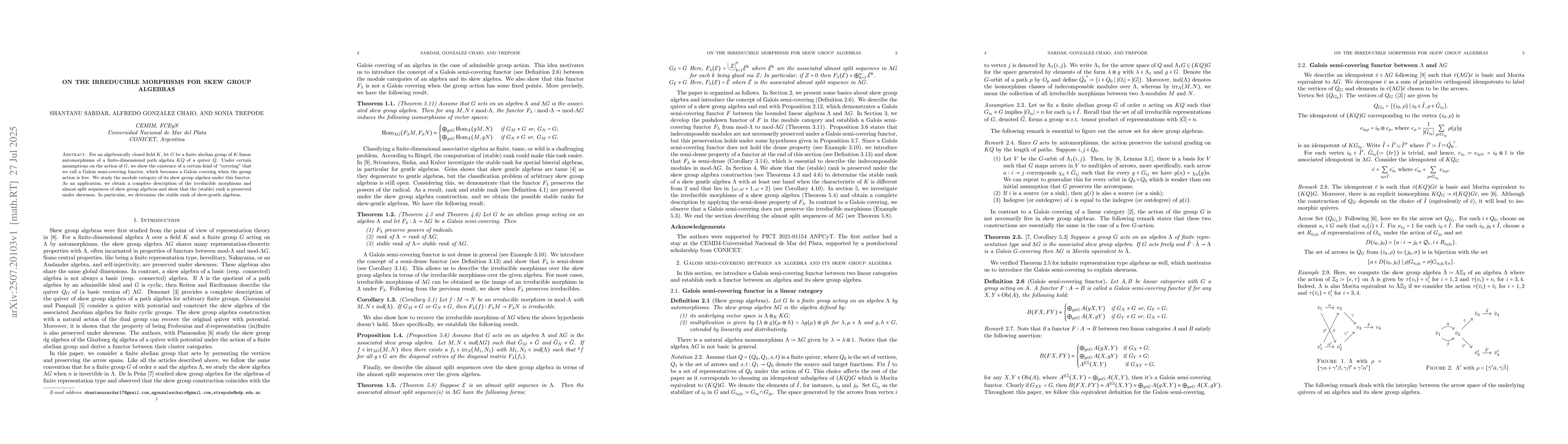 Thumbnail for On the Irreducible Morphisms for Skew group algebras