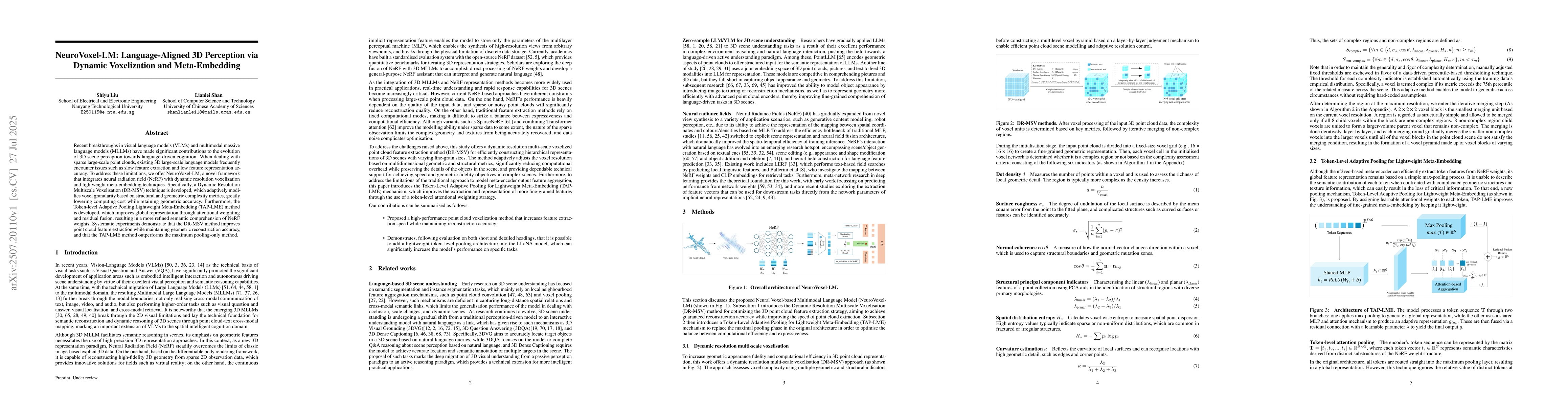 Thumbnail for NeuroVoxel-LM: Language-Aligned 3D Perception via Dynamic Voxelization
  and Meta-Embedding