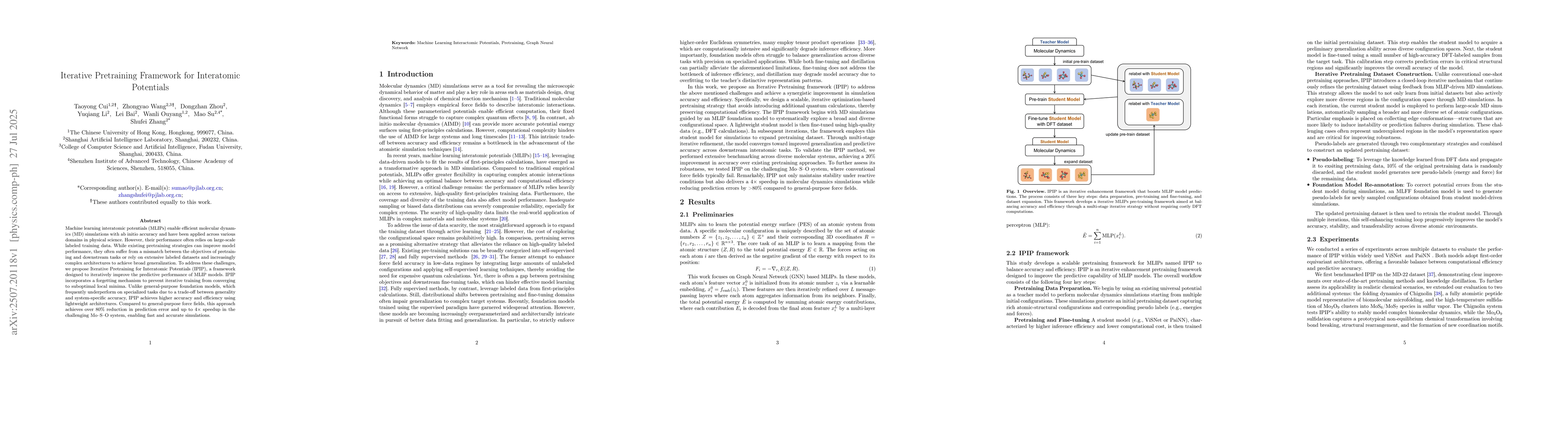 Thumbnail for Iterative Pretraining Framework for Interatomic Potentials