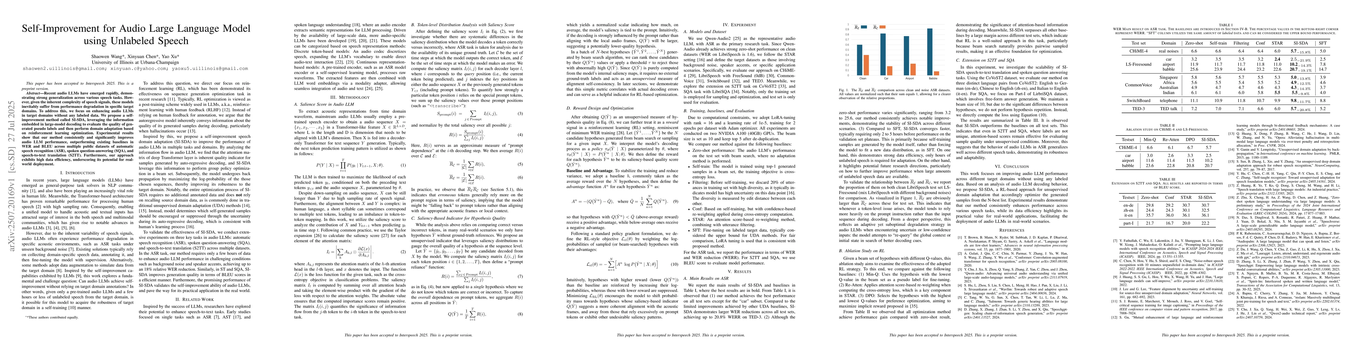 Thumbnail for Self-Improvement for Audio Large Language Model using Unlabeled Speech