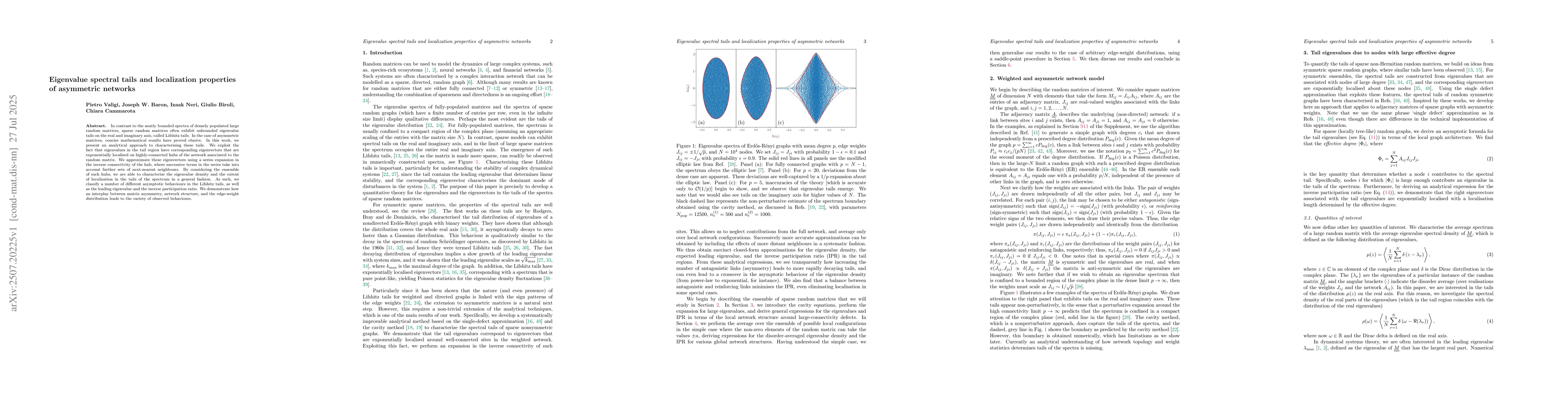 Thumbnail for Eigenvalue spectral tails and localization properties of asymmetric
  networks