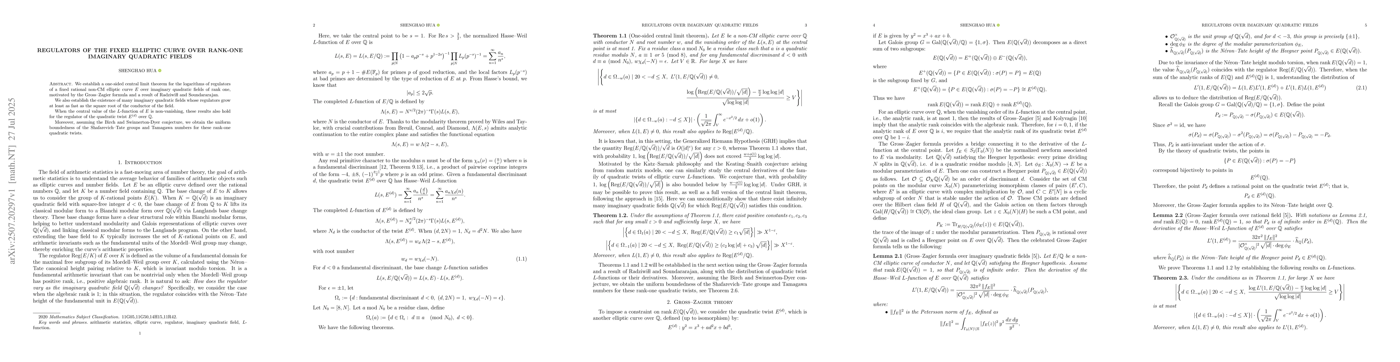 Thumbnail for Regulators of the fixed elliptic curve over rank-one imaginary quadratic
  fields