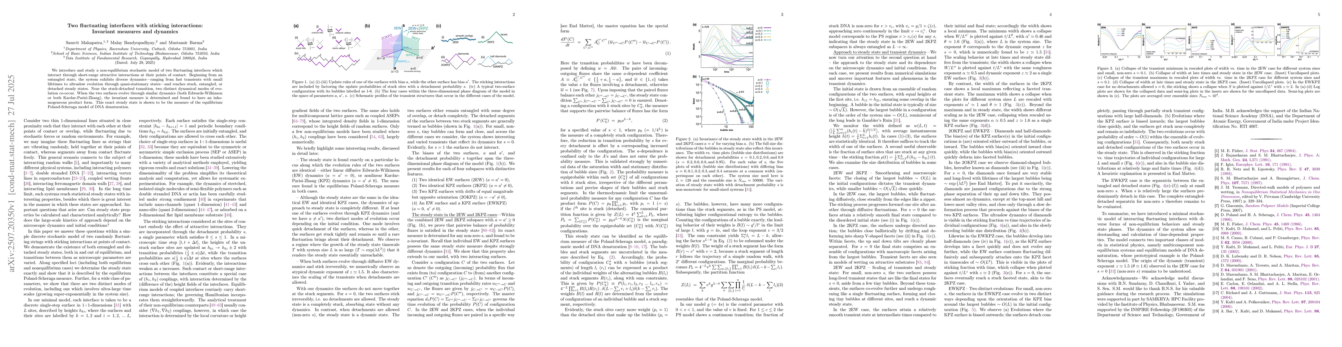 Thumbnail for Two fluctuating interfaces with sticking interactions: Invariant
  measures and dynamics