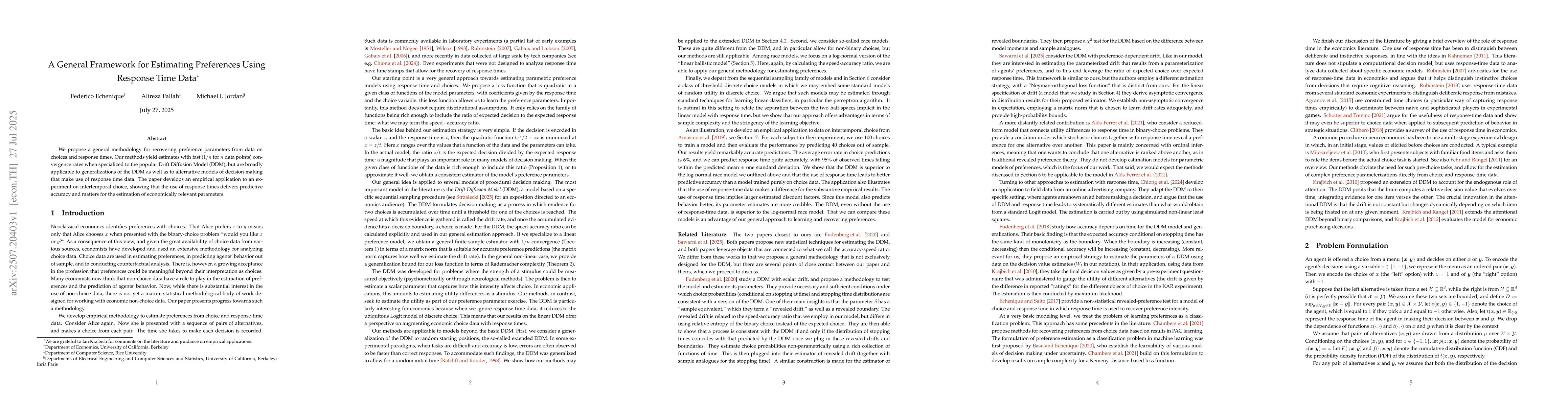 Thumbnail for A General Framework for Estimating Preferences Using Response Time Data
