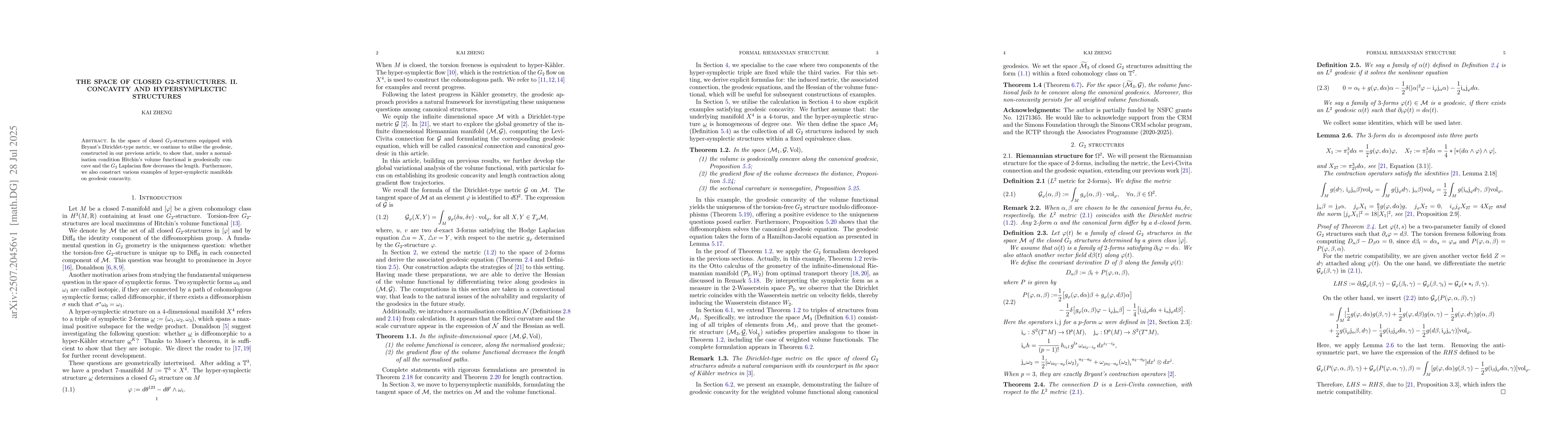 Thumbnail for The space of closed $G2$-structures. II. concavity and hypersymplectic
  structures