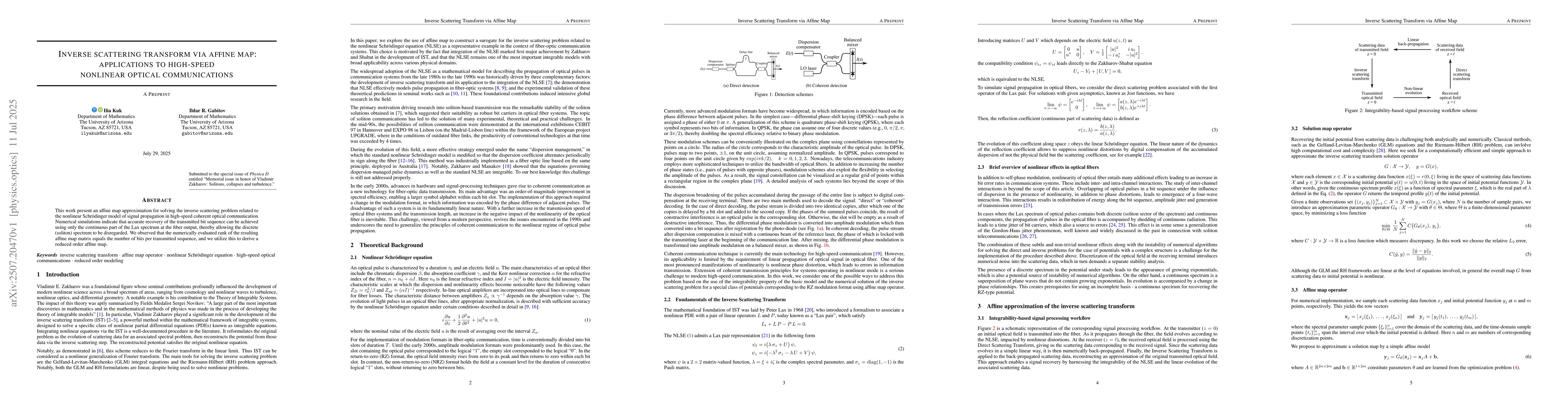 Thumbnail for Inverse scattering transform via affine map: applications to high-speed
  nonlinear optical communications