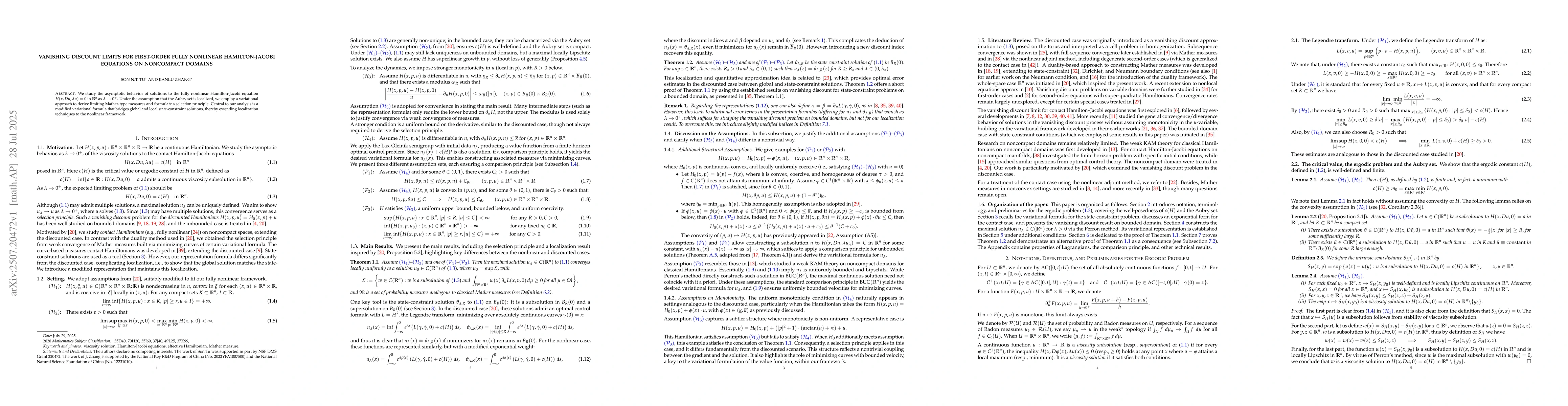 Thumbnail for Vanishing discount limits for first-order fully nonlinear
  Hamilton-Jacobi equations on noncompact domains