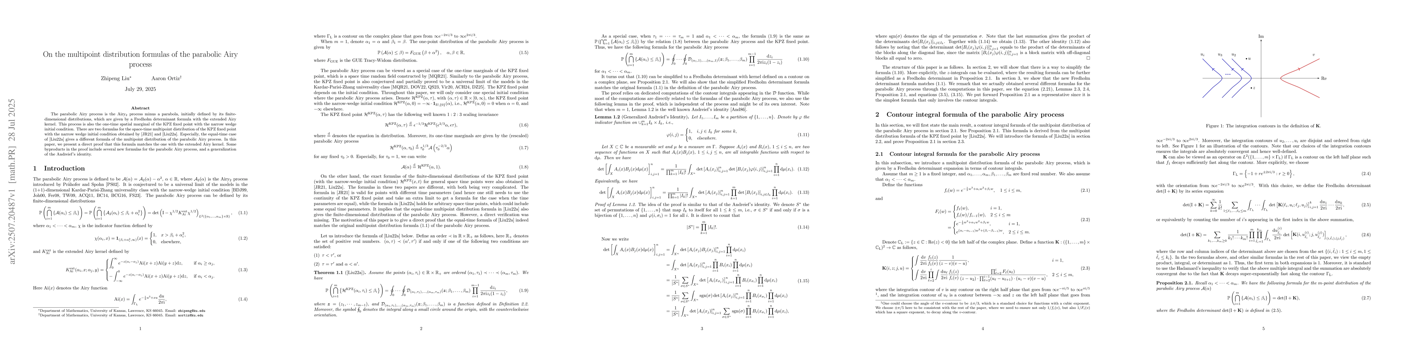 Thumbnail for On the multipoint distribution formulas of the parabolic Airy process