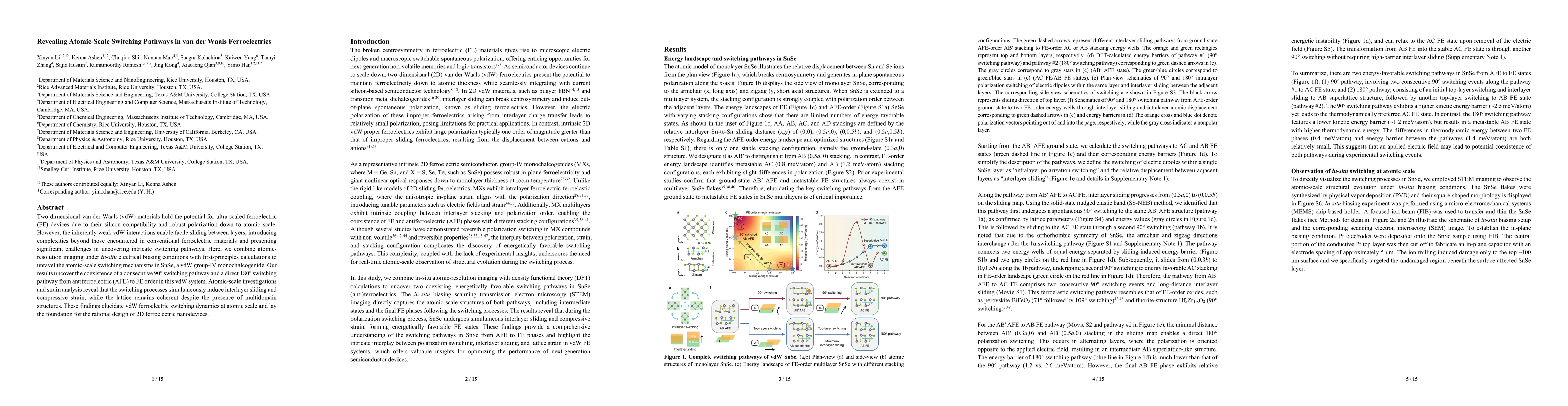 Thumbnail for Revealing Atomic-Scale Switching Pathways in van der Waals
  Ferroelectrics