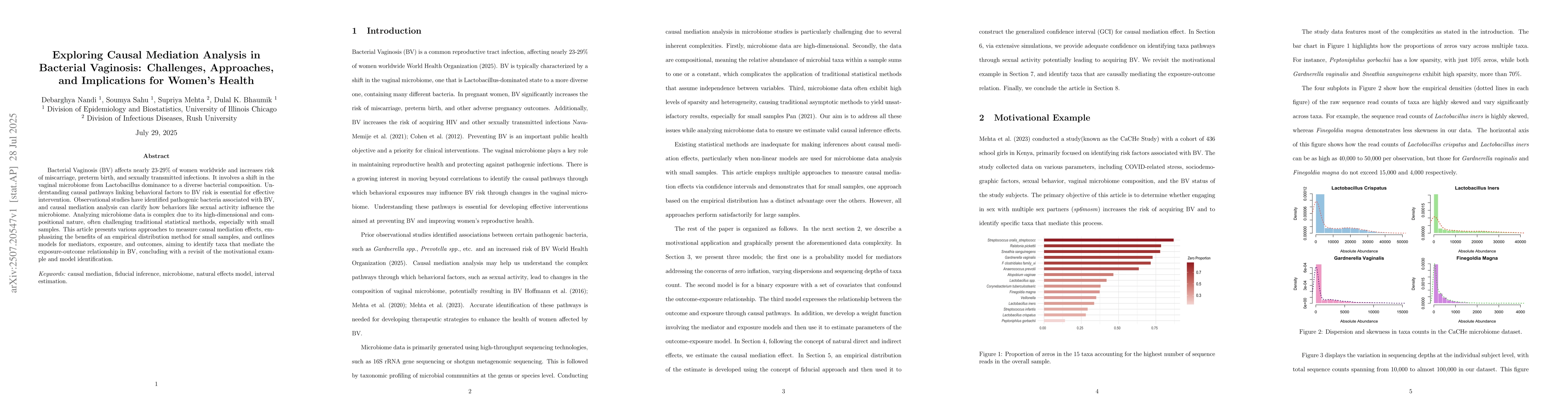 Thumbnail for Exploring Causal Mediation Analysis in Bacterial Vaginosis Challenges