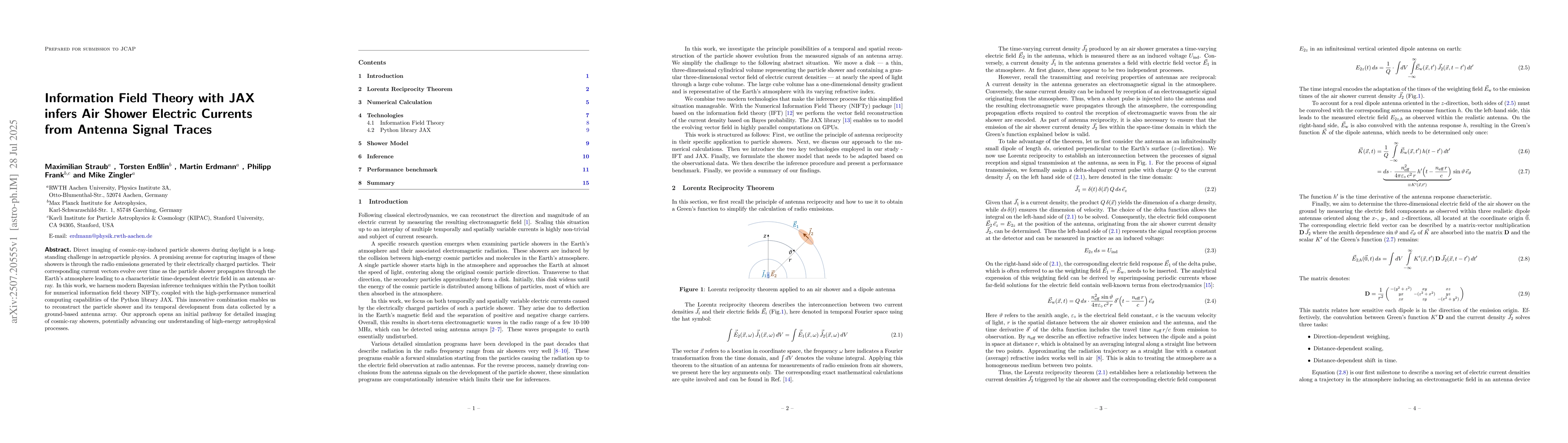 Thumbnail for Information Field Theory with JAX infers Air Shower Electric Currents
  from Antenna Signal Traces