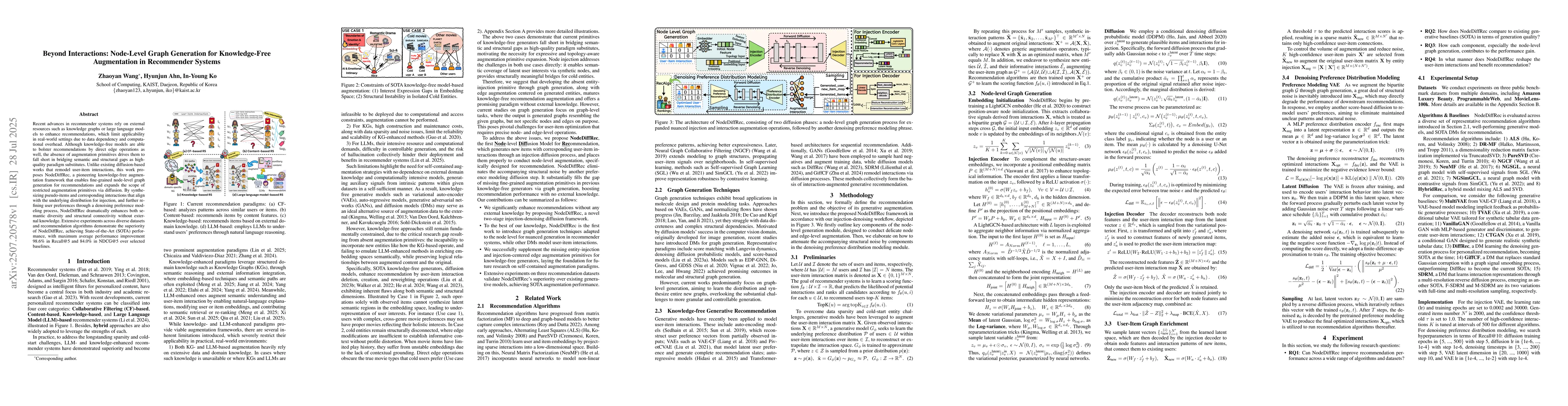 Thumbnail for Beyond Interactions: Node-Level Graph Generation for Knowledge-Free
  Augmentation in Recommender Systems