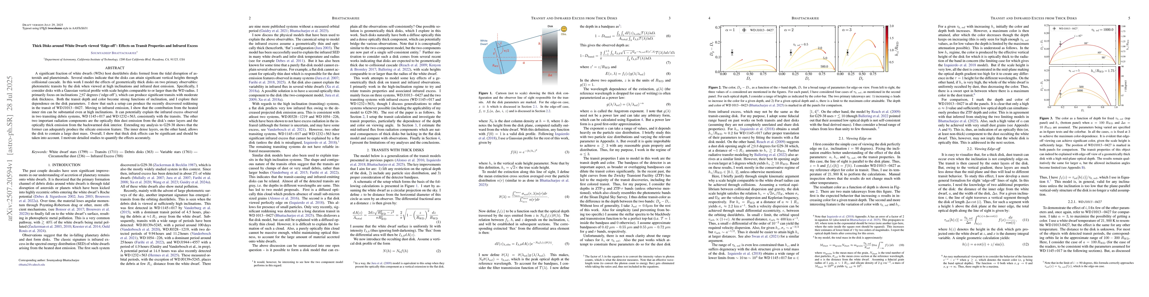 Thumbnail for Thick Disks around White Dwarfs viewed 'Edge-off': Effects on Transit
  Properties and Infrared Excess