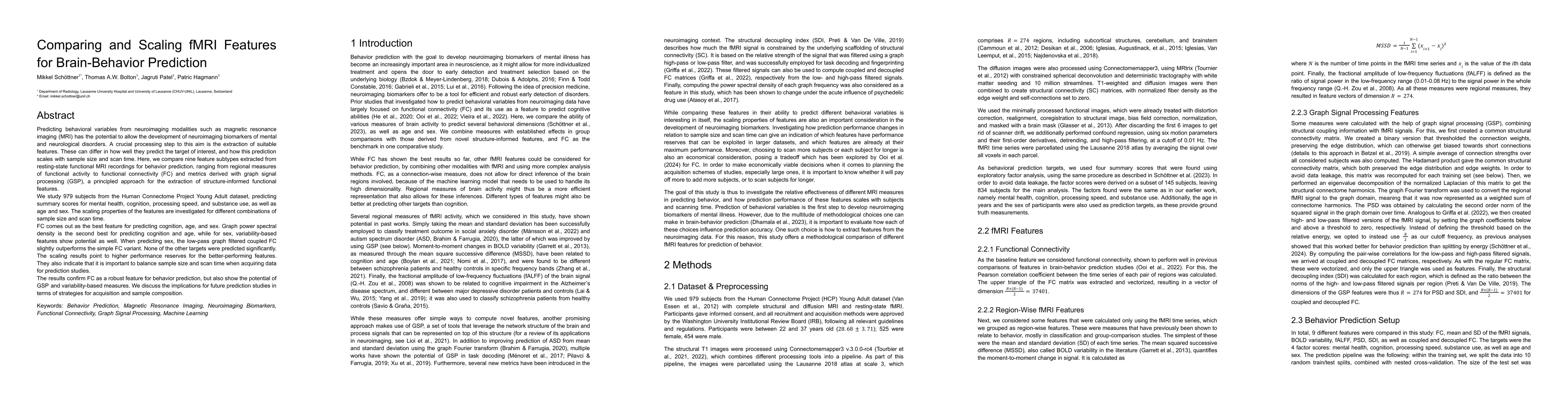 Thumbnail for Comparing and Scaling fMRI Features for Brain-Behavior Prediction