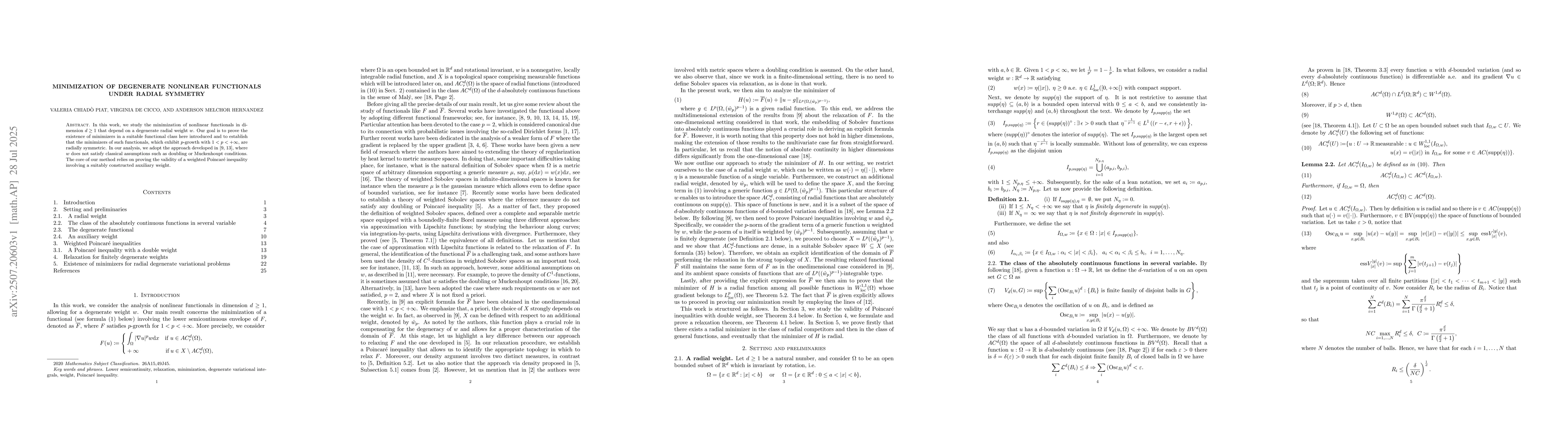 Thumbnail for Minimization of Degenerate Nonlinear Functionals under Radial Symmetry