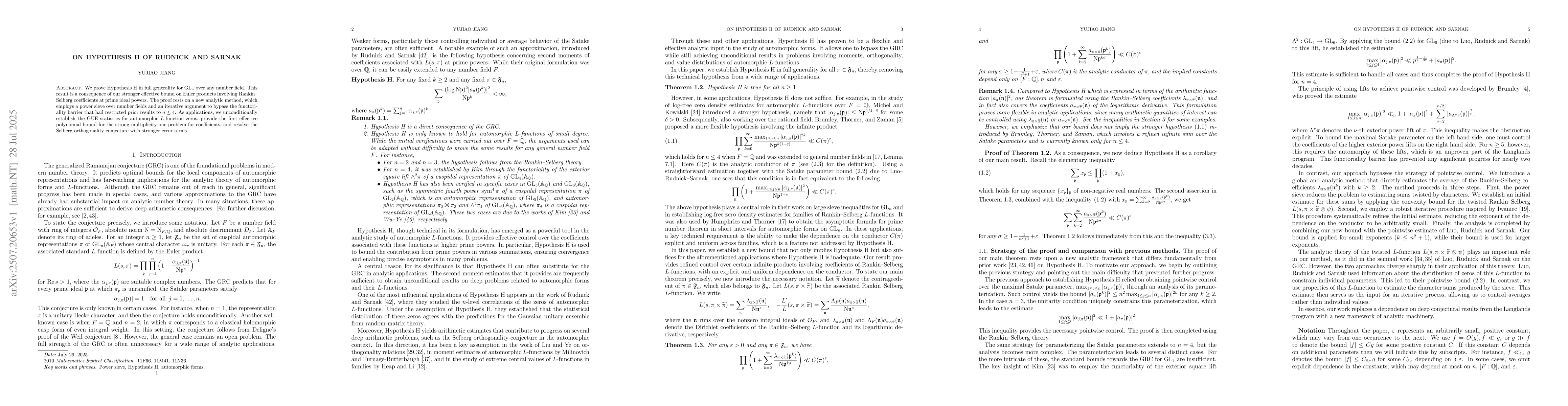 Thumbnail for On Hypothesis H of Rudnick and Sarnak
