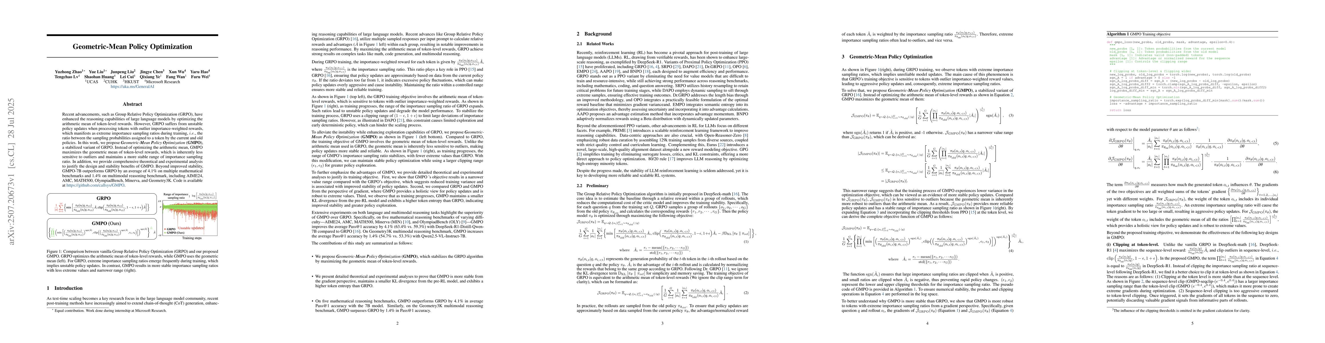 Thumbnail for Geometric-Mean Policy Optimization