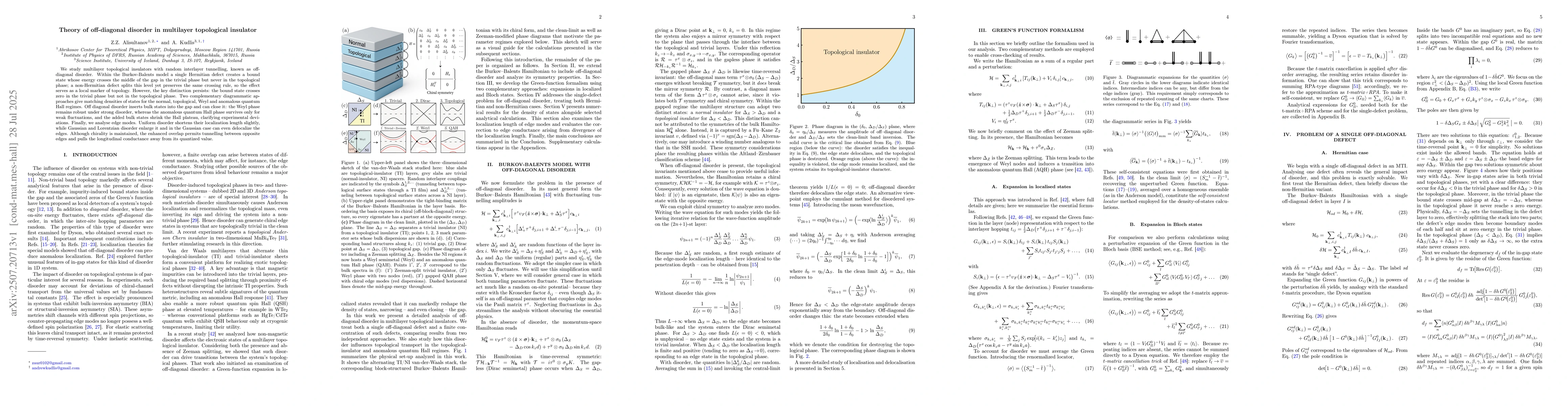 Thumbnail for Theory of off-diagonal disorder in multilayer topological insulator