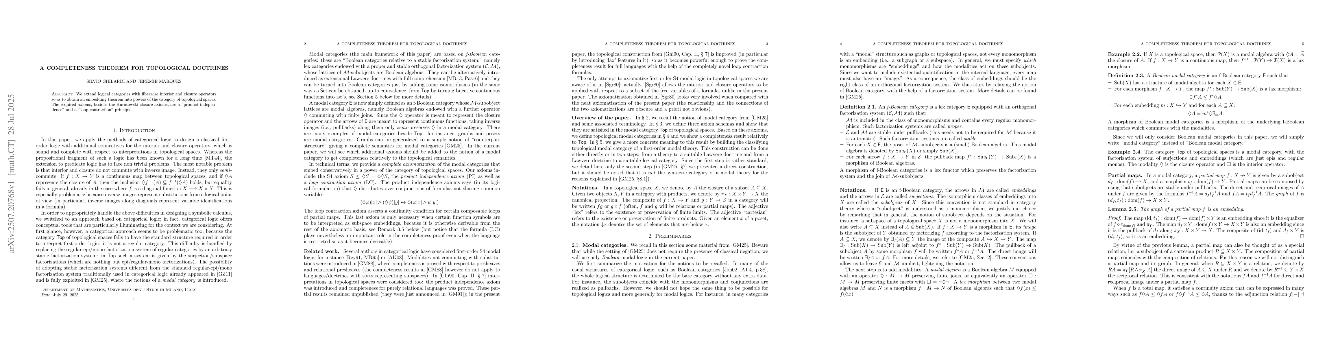 Thumbnail for A Completeness Theorem for Topological Doctrines