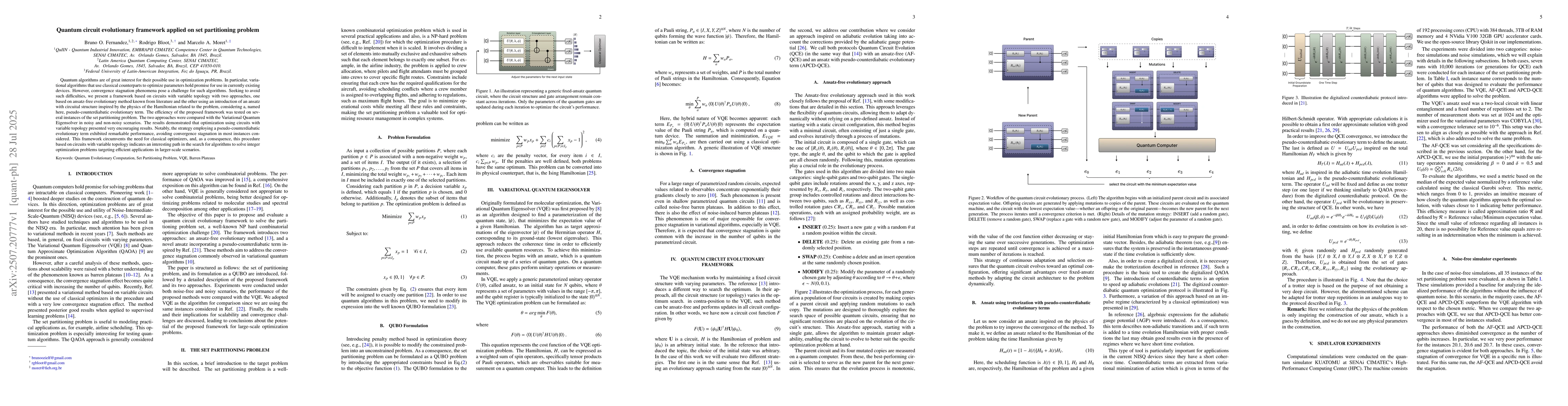 Thumbnail for Quantum circuit evolutionary framework applied on set partitioning
  problem