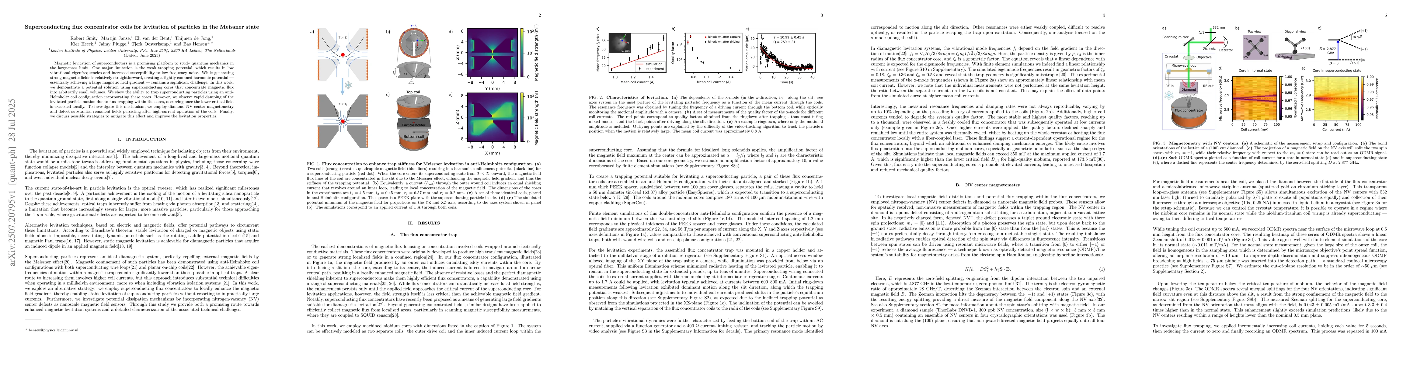Thumbnail for Superconducting flux concentrator coils for levitation of particles in
  the Meissner state