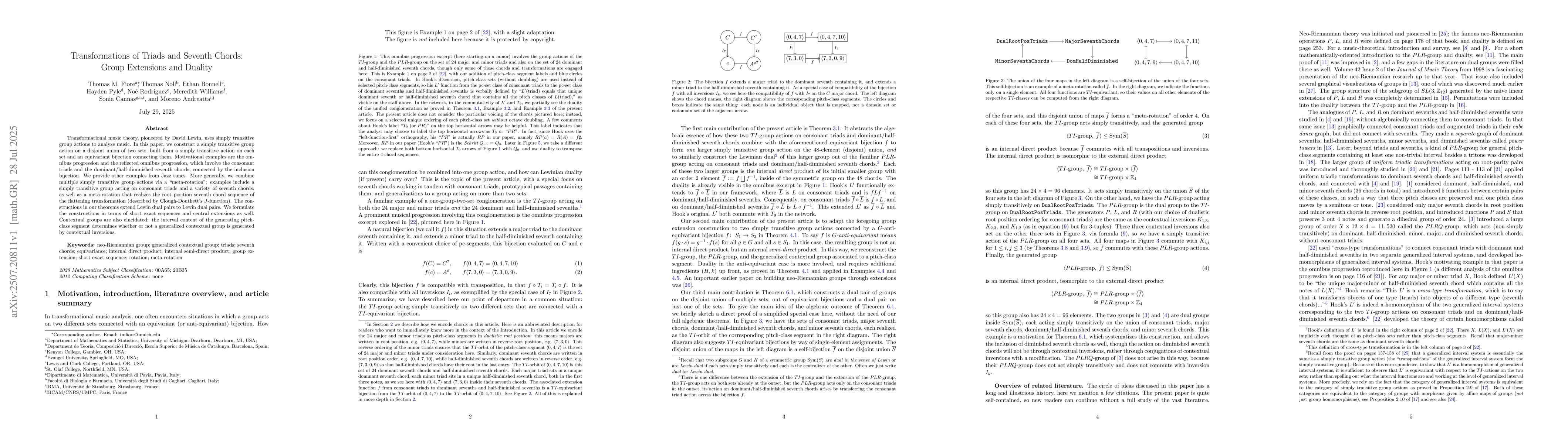 Thumbnail for Transformations of Triads and Seventh Chords: Group Extensions and
  Duality