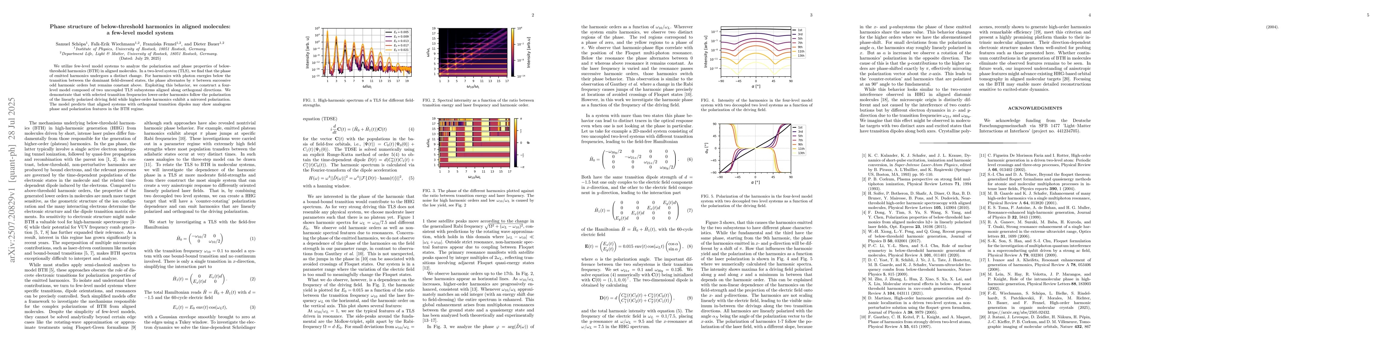 Thumbnail for Phase structure of below-threshold harmonics in aligned molecules: a
  few-level model system