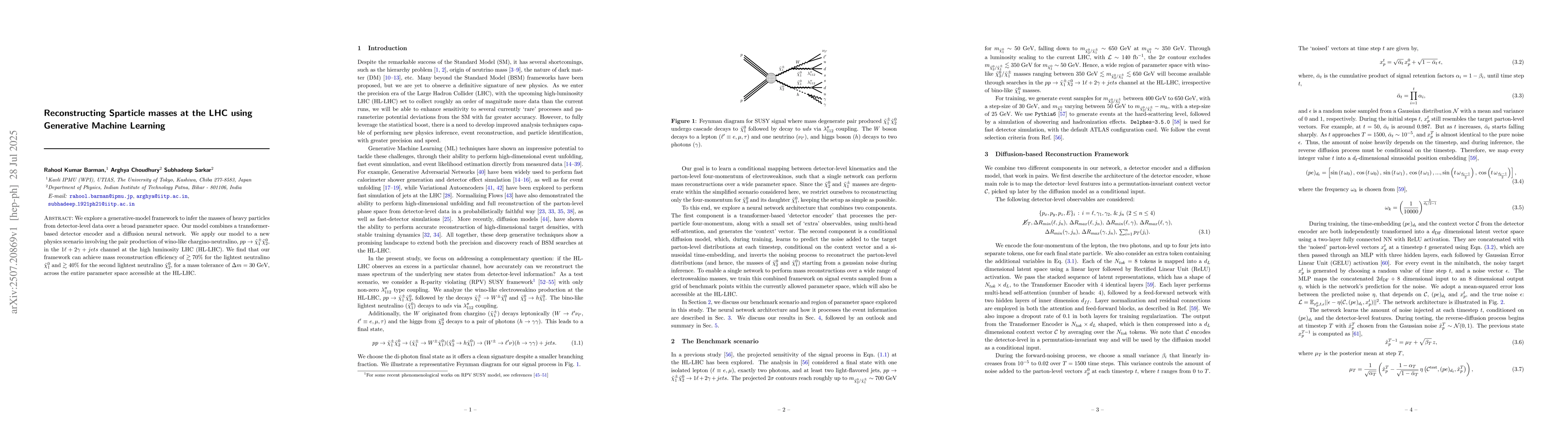 Thumbnail for Reconstructing Sparticle masses at the LHC using Generative Machine
  Learning
