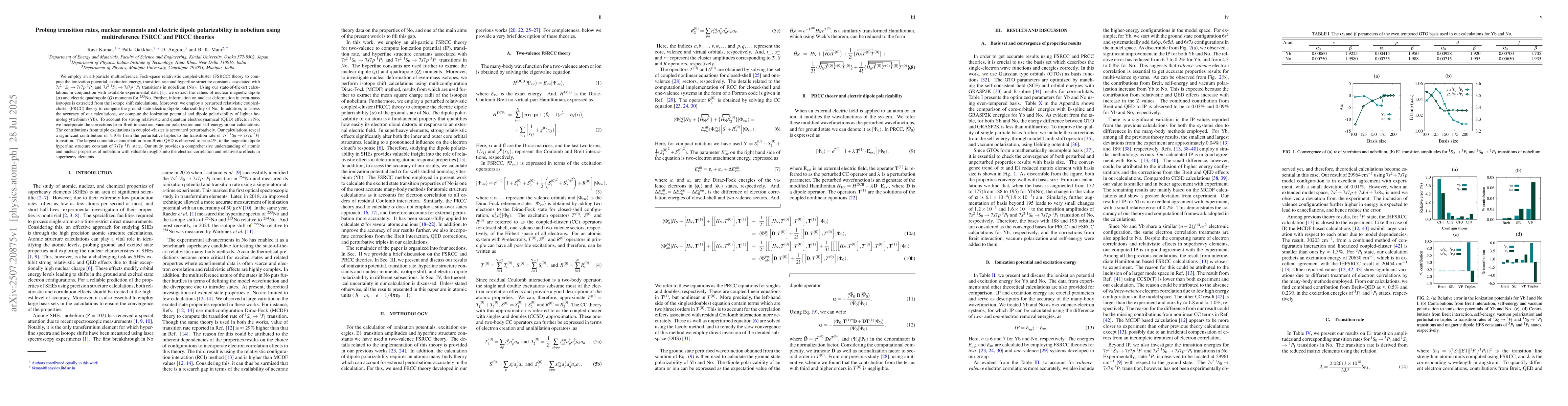 Thumbnail for Probing transition rates, nuclear moments and electric dipole
  polarizability in nobelium using multireference FSRCC and PRCC theories