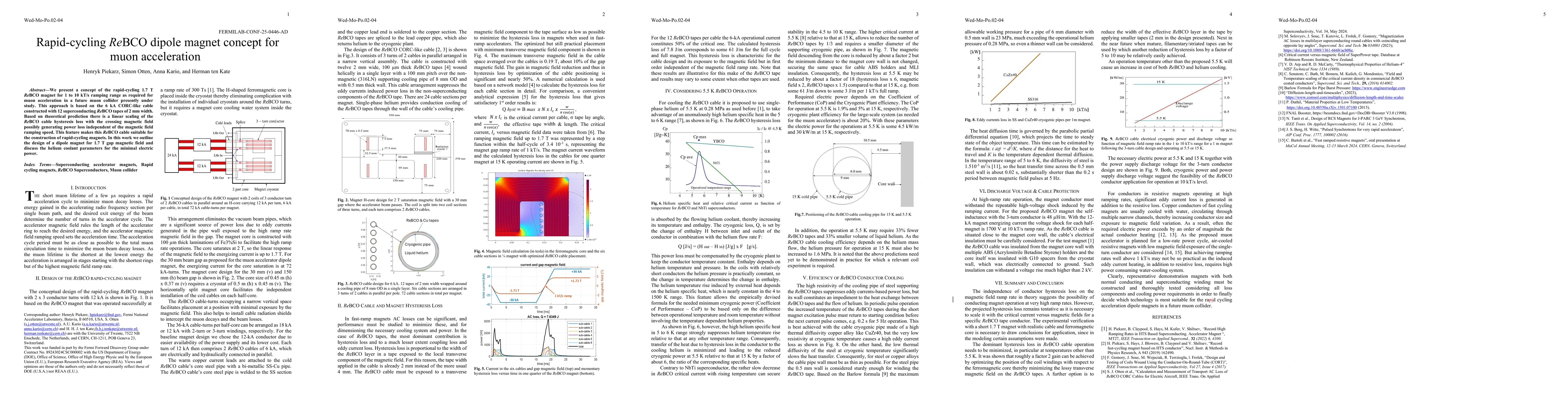 Thumbnail for Rapid-cycling ReBCO dipole magnet concept for muon acceleration