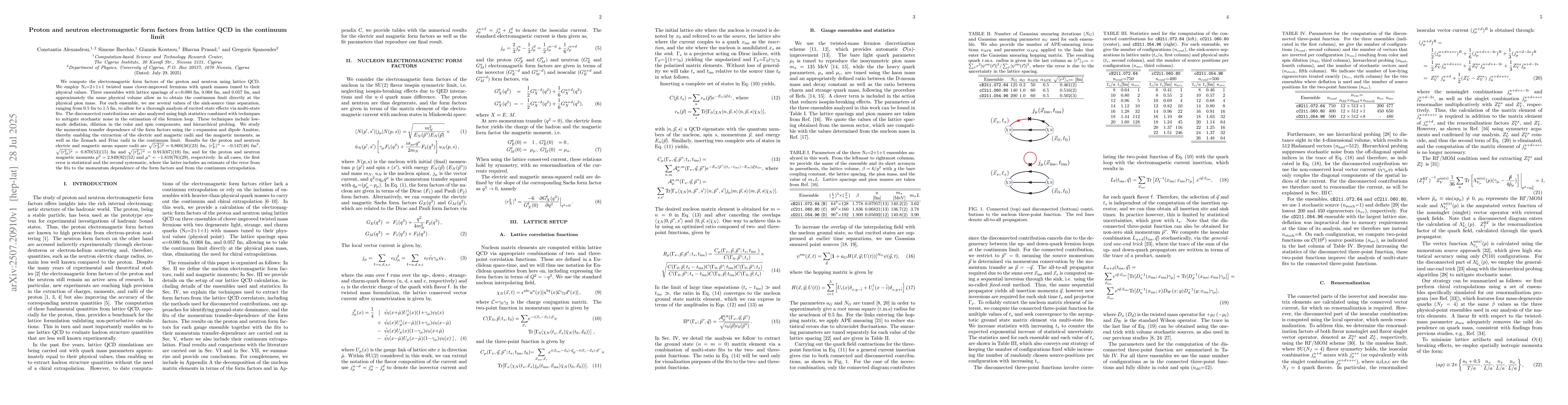 Thumbnail for Proton and neutron electromagnetic form factors from lattice QCD in the
  continuum limit
