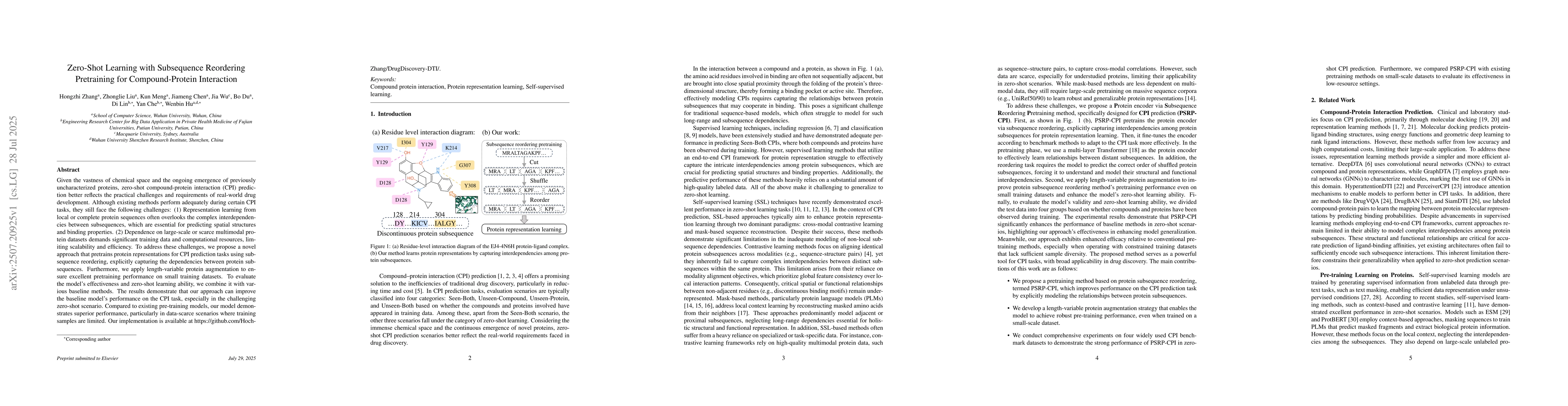 Thumbnail for Zero-Shot Learning with Subsequence Reordering Pretraining for
  Compound-Protein Interaction
