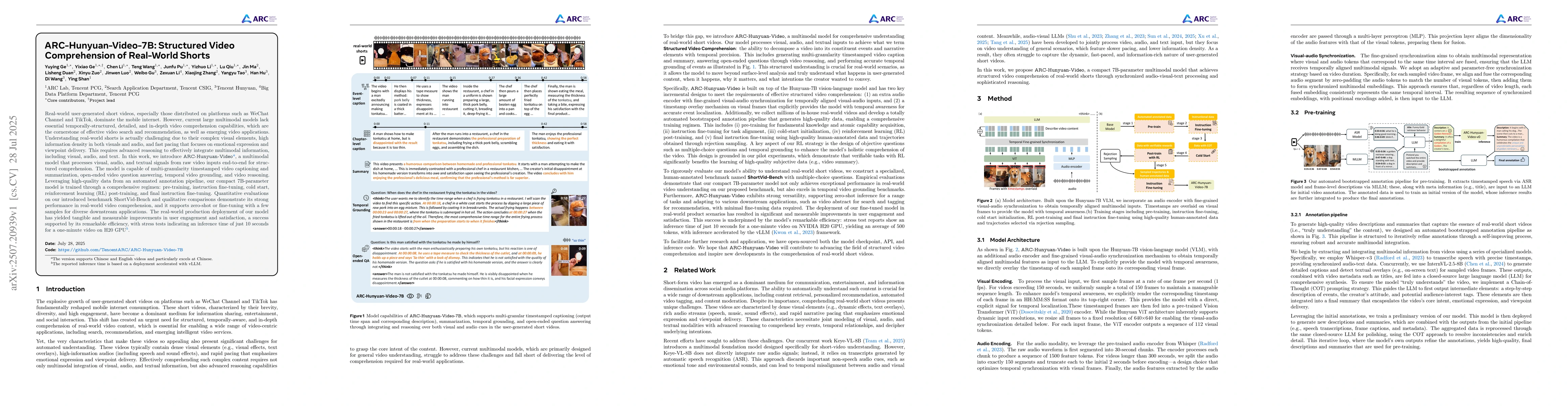 Thumbnail for ARC-Hunyuan-Video-7B: Structured Video Comprehension of Real-World
  Shorts
