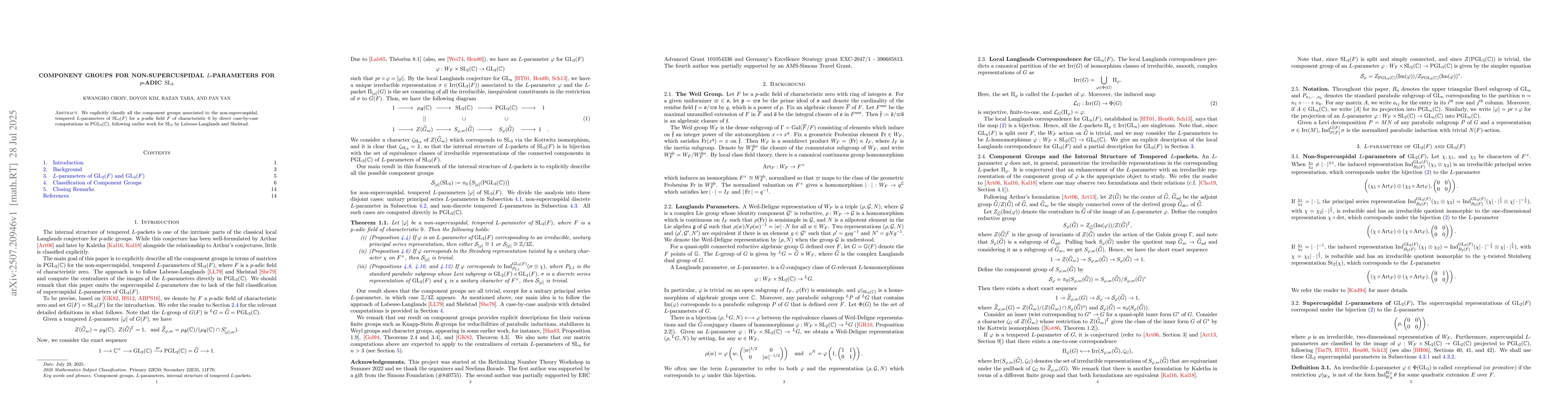 Thumbnail for Component groups for non-supercuspidal $L$-parameters for $p$-adic
  $\mathrm{SL}_3$