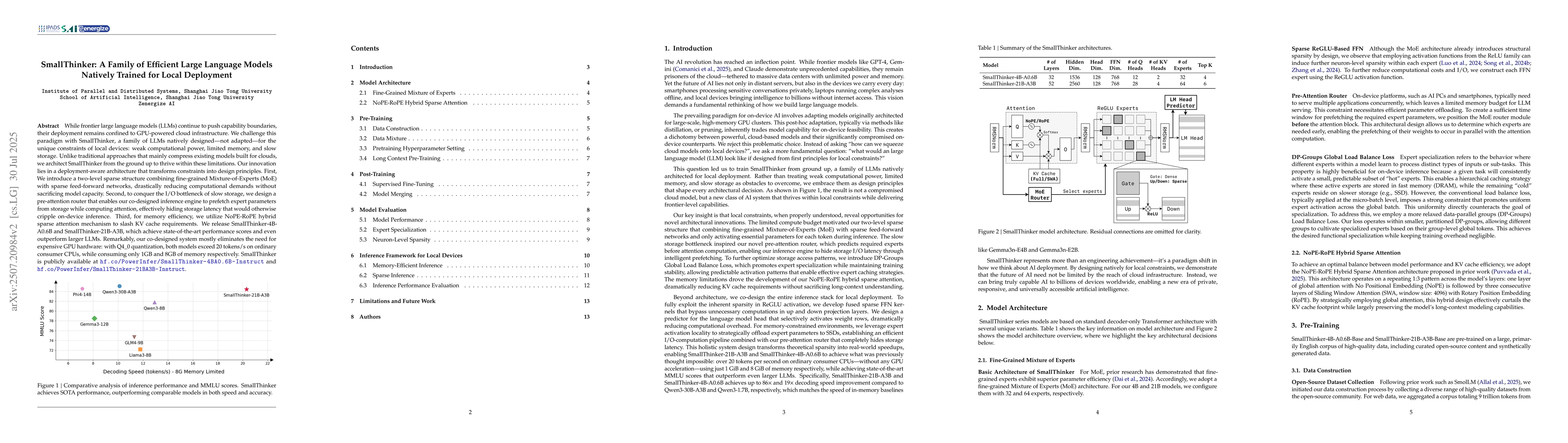 Thumbnail for SmallThinker: A Family of Efficient Large Language Models Natively
  Trained for Local Deployment