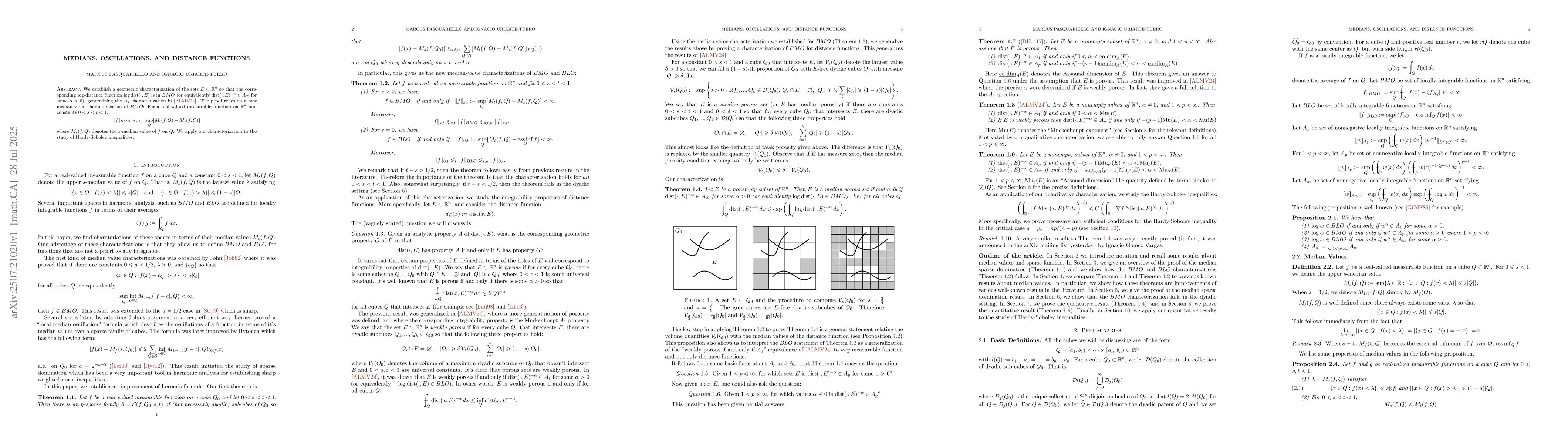 Thumbnail for Medians, Oscillations, and Distance Functions